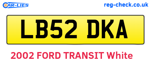 LB52DKA are the vehicle registration plates.
