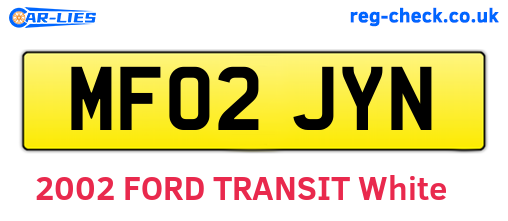 MF02JYN are the vehicle registration plates.