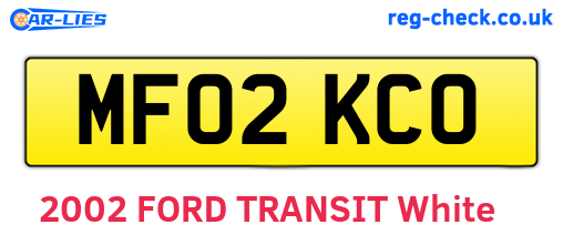 MF02KCO are the vehicle registration plates.