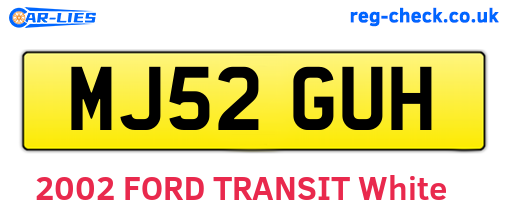 MJ52GUH are the vehicle registration plates.