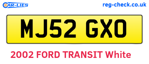 MJ52GXO are the vehicle registration plates.