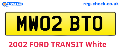 MW02BTO are the vehicle registration plates.
