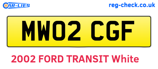 MW02CGF are the vehicle registration plates.