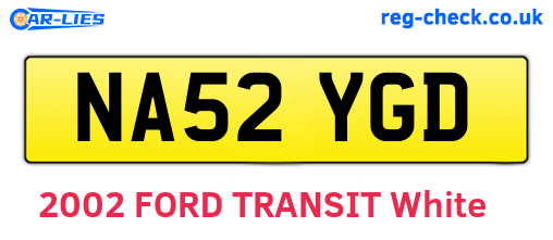 NA52YGD are the vehicle registration plates.