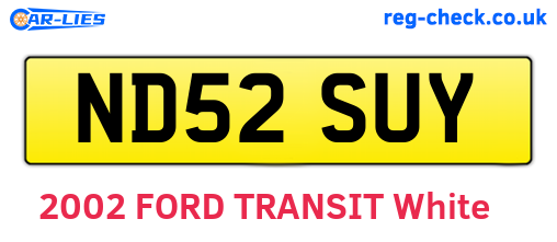 ND52SUY are the vehicle registration plates.