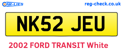 NK52JEU are the vehicle registration plates.
