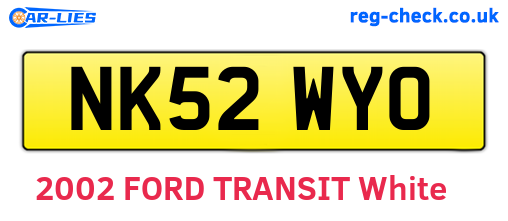 NK52WYO are the vehicle registration plates.