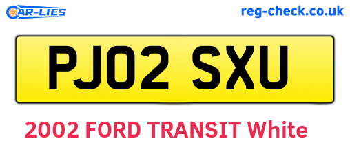 PJ02SXU are the vehicle registration plates.