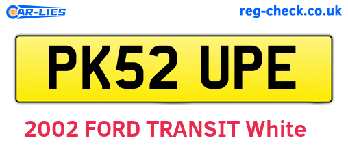 PK52UPE are the vehicle registration plates.