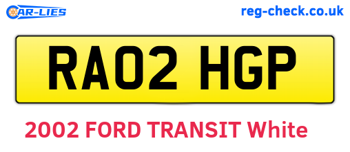 RA02HGP are the vehicle registration plates.