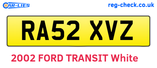 RA52XVZ are the vehicle registration plates.