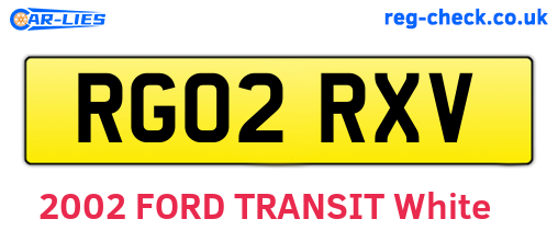 RG02RXV are the vehicle registration plates.