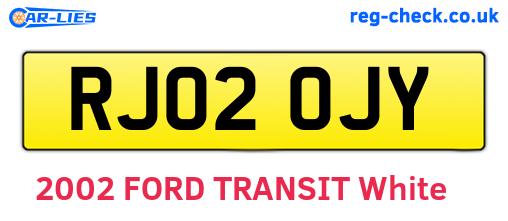RJ02OJY are the vehicle registration plates.