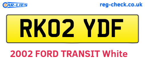 RK02YDF are the vehicle registration plates.