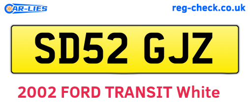 SD52GJZ are the vehicle registration plates.