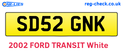 SD52GNK are the vehicle registration plates.