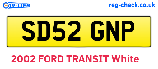 SD52GNP are the vehicle registration plates.