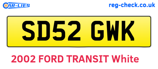 SD52GWK are the vehicle registration plates.