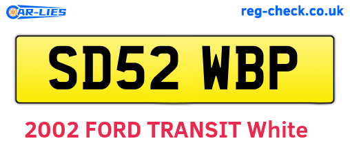 SD52WBP are the vehicle registration plates.