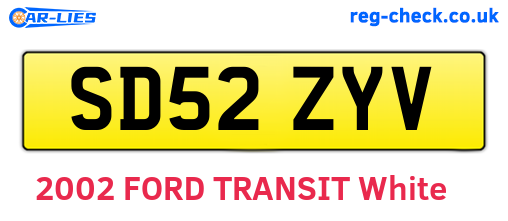 SD52ZYV are the vehicle registration plates.