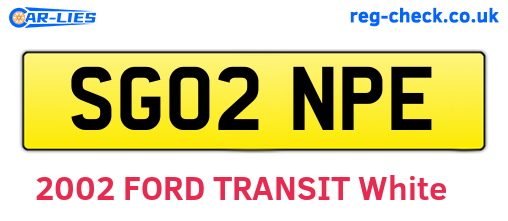 SG02NPE are the vehicle registration plates.