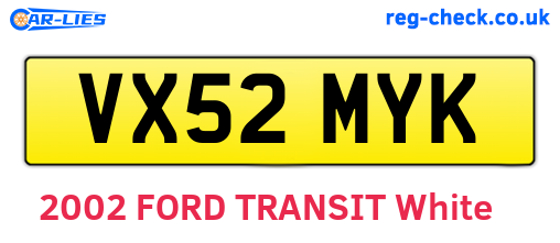 VX52MYK are the vehicle registration plates.