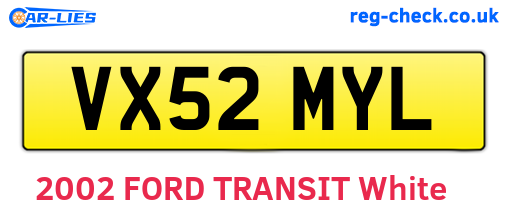 VX52MYL are the vehicle registration plates.