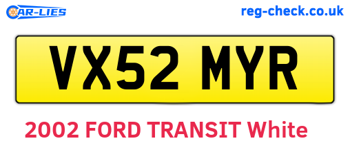 VX52MYR are the vehicle registration plates.