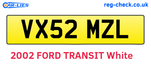 VX52MZL are the vehicle registration plates.