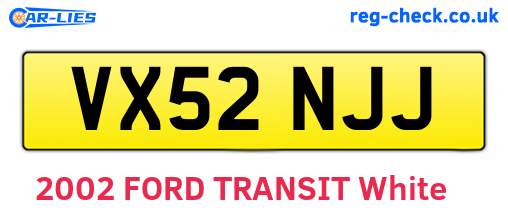 VX52NJJ are the vehicle registration plates.