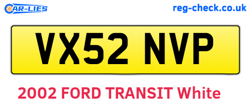 VX52NVP are the vehicle registration plates.