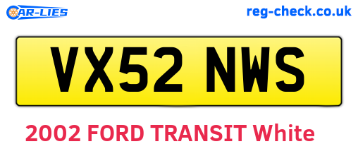 VX52NWS are the vehicle registration plates.
