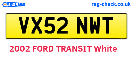 VX52NWT are the vehicle registration plates.