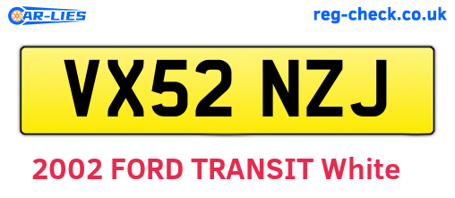 VX52NZJ are the vehicle registration plates.