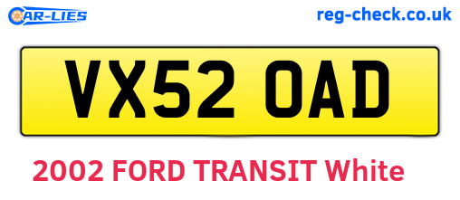 VX52OAD are the vehicle registration plates.