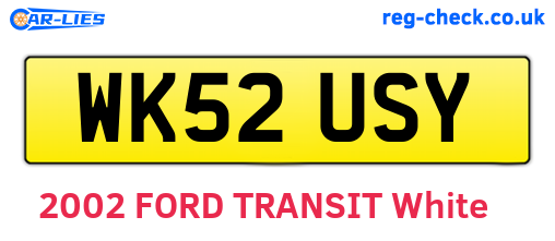 WK52USY are the vehicle registration plates.