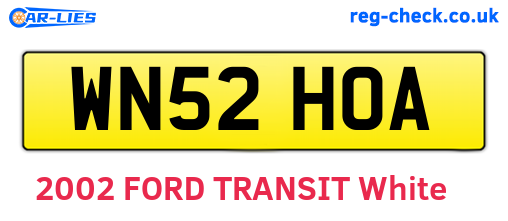 WN52HOA are the vehicle registration plates.