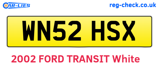 WN52HSX are the vehicle registration plates.