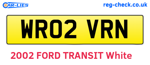 WR02VRN are the vehicle registration plates.