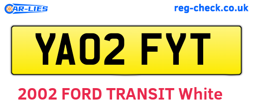 YA02FYT are the vehicle registration plates.