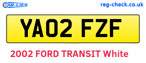 YA02FZF are the vehicle registration plates.
