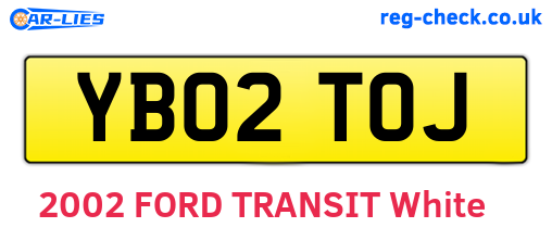 YB02TOJ are the vehicle registration plates.