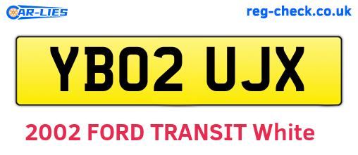 YB02UJX are the vehicle registration plates.
