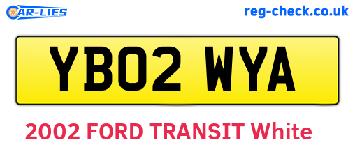 YB02WYA are the vehicle registration plates.