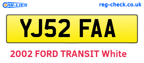 YJ52FAA are the vehicle registration plates.