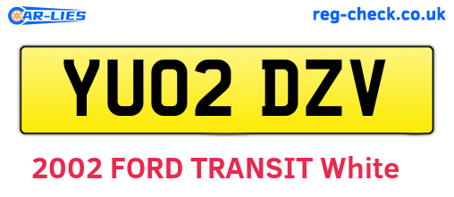 YU02DZV are the vehicle registration plates.