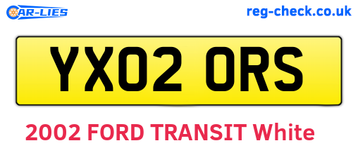 YX02ORS are the vehicle registration plates.