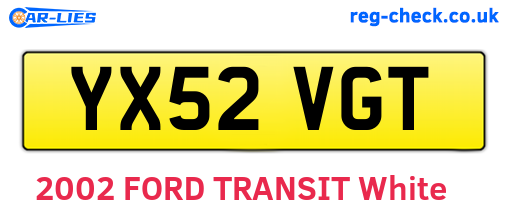 YX52VGT are the vehicle registration plates.