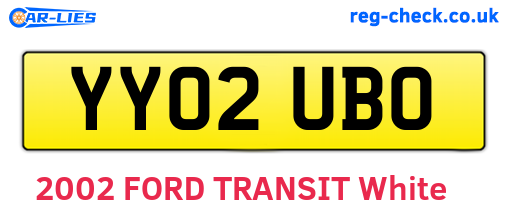 YY02UBO are the vehicle registration plates.