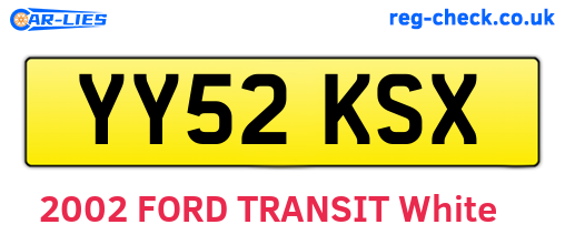 YY52KSX are the vehicle registration plates.